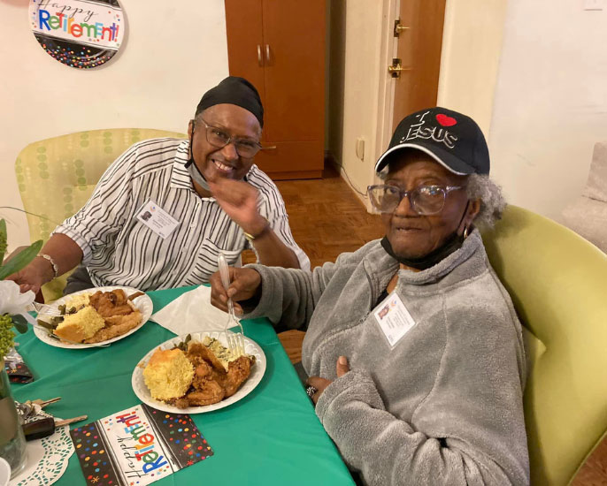 Senior eating at one DACL's community dining sites